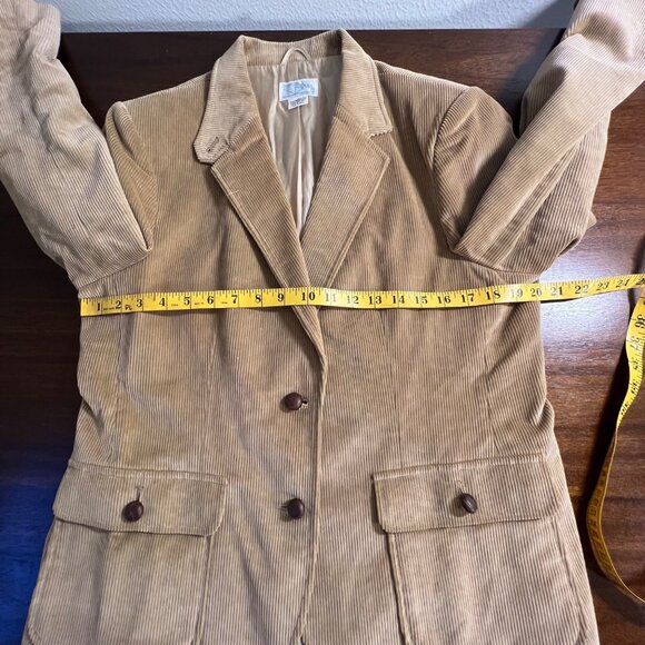 Vintage Camel Brown Tailored Blazer Preppy Western Indie Academia Suede Size 18 - Picture 6 of 8